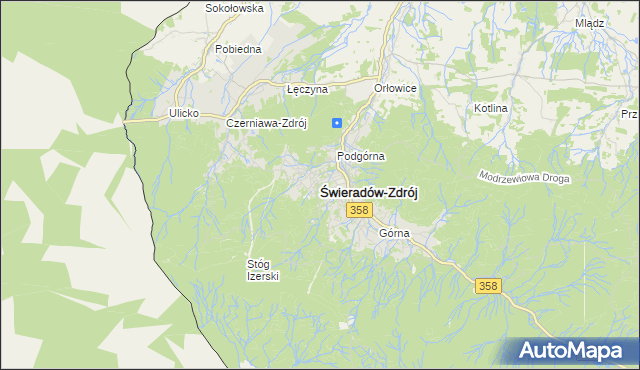 mapa Świeradów-Zdrój, Świeradów-Zdrój na mapie Targeo