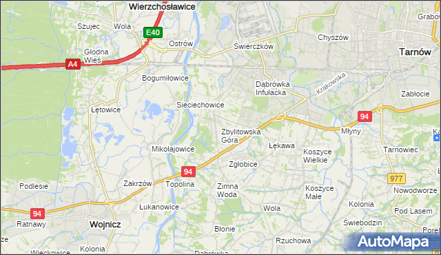 mapa Zbylitowska Góra, Zbylitowska Góra na mapie Targeo