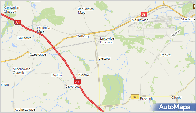 mapa Bierzów gmina Skarbimierz, Bierzów gmina Skarbimierz na mapie Targeo