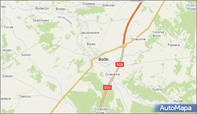 mapa Boćki, Boćki na mapie Targeo