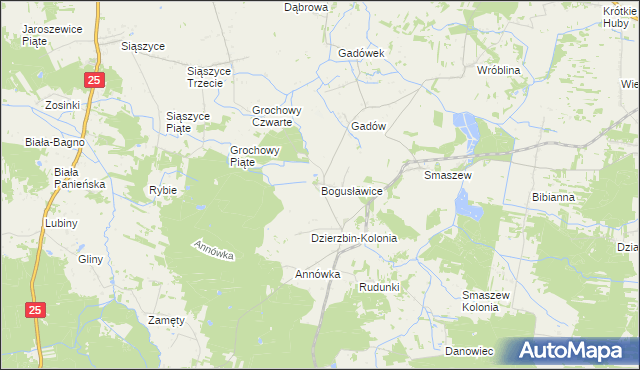 mapa Bogusławice gmina Mycielin, Bogusławice gmina Mycielin na mapie Targeo