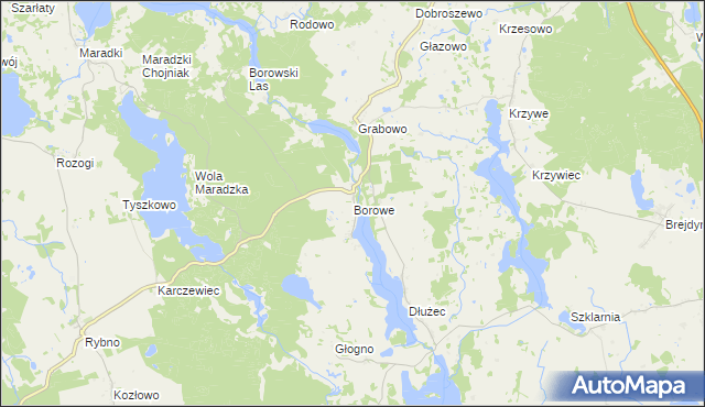 mapa Borowe gmina Sorkwity, Borowe gmina Sorkwity na mapie Targeo
