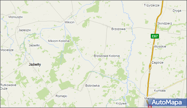 mapa Brzozowa-Kolonia, Brzozowa-Kolonia na mapie Targeo