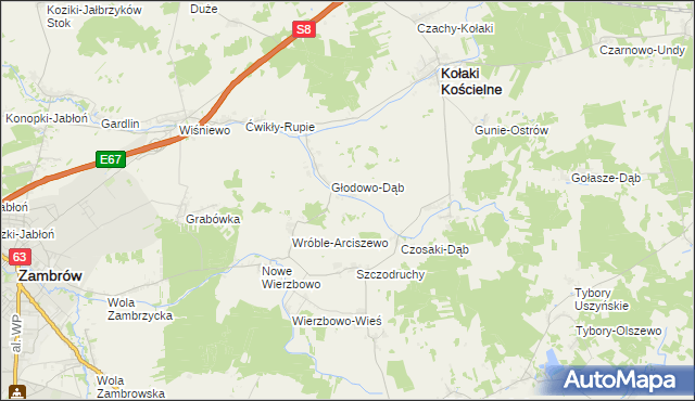 mapa Czarnowo-Dąb, Czarnowo-Dąb na mapie Targeo