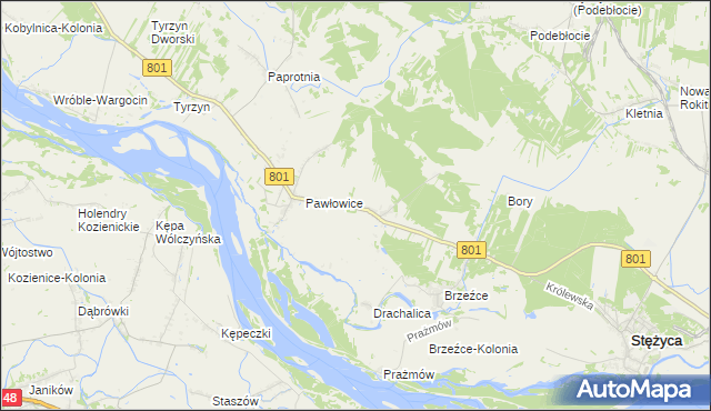 mapa Długowola gmina Stężyca, Długowola gmina Stężyca na mapie Targeo