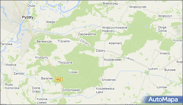 mapa Glinianki gmina Pyzdry, Glinianki gmina Pyzdry na mapie Targeo