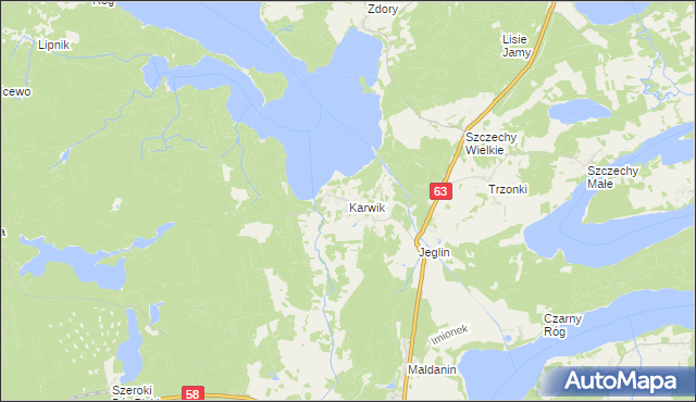 mapa Karwik, Karwik na mapie Targeo