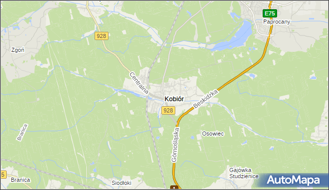 mapa Kobiór, Kobiór na mapie Targeo