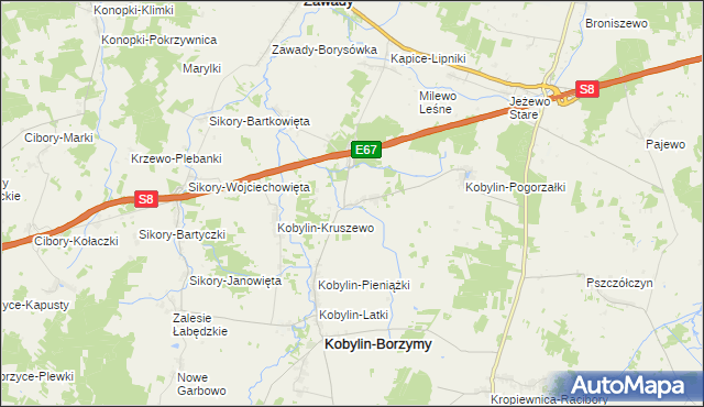 mapa Kobylin-Cieszymy, Kobylin-Cieszymy na mapie Targeo