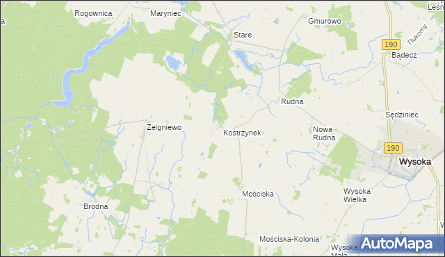 mapa Kostrzynek, Kostrzynek na mapie Targeo