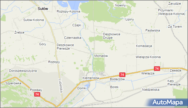 mapa Michalów gmina Sułów, Michalów gmina Sułów na mapie Targeo