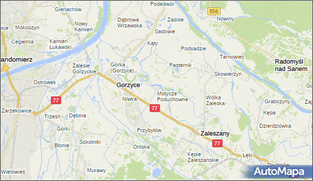 mapa Motycze Poduchowne, Motycze Poduchowne na mapie Targeo