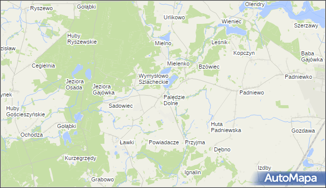 mapa Palędzie Dolne, Palędzie Dolne na mapie Targeo