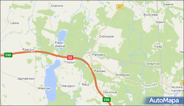 mapa Parłówko, Parłówko na mapie Targeo