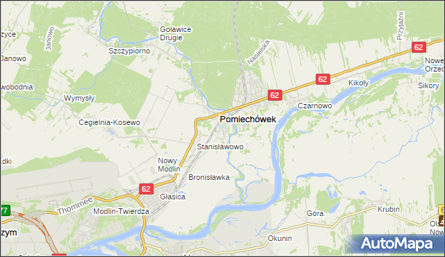 mapa Pomiechowo, Pomiechowo na mapie Targeo