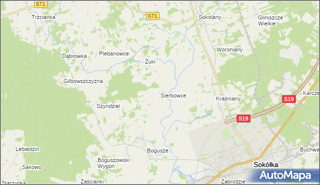 mapa Sierbowce, Sierbowce na mapie Targeo