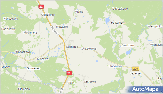 mapa Uliszkowice, Uliszkowice na mapie Targeo