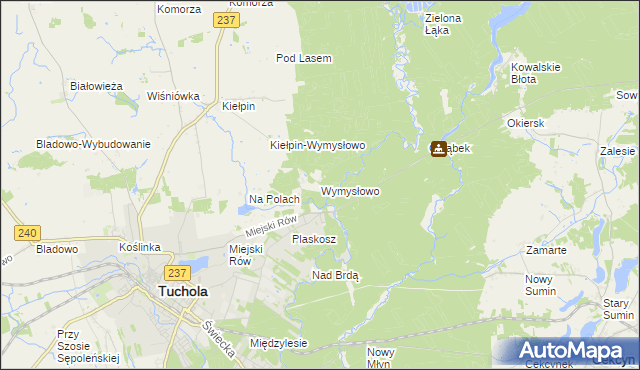 mapa Wymysłowo gmina Tuchola, Wymysłowo gmina Tuchola na mapie Targeo