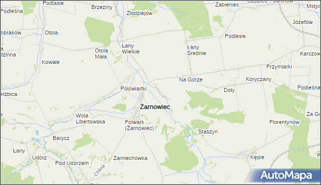 mapa Zabrodzie gmina Żarnowiec, Zabrodzie gmina Żarnowiec na mapie Targeo
