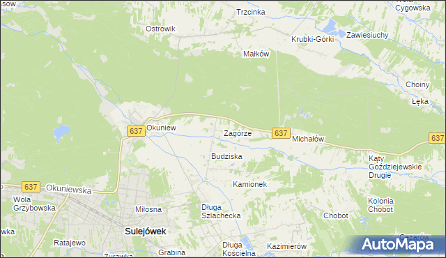 mapa Zagórze gmina Halinów, Zagórze gmina Halinów na mapie Targeo