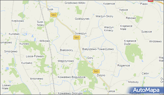 mapa Białyszewo-Towarzystwo, Białyszewo-Towarzystwo na mapie Targeo