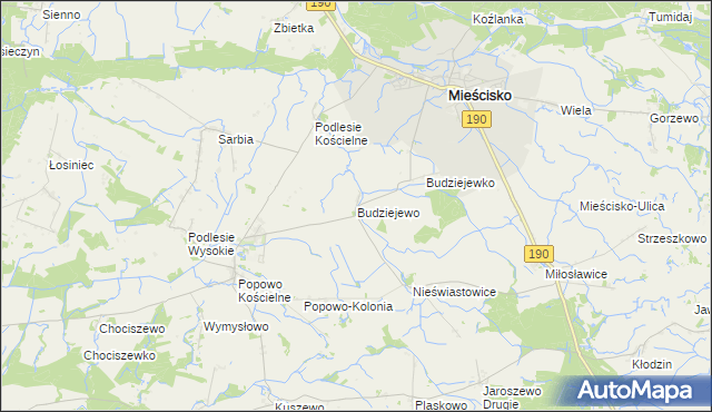 mapa Budziejewo, Budziejewo na mapie Targeo