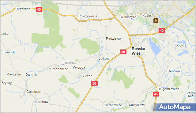 mapa Bytków gmina Reńska Wieś, Bytków gmina Reńska Wieś na mapie Targeo