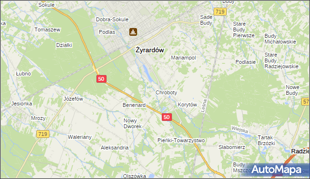 mapa Chroboty, Chroboty na mapie Targeo