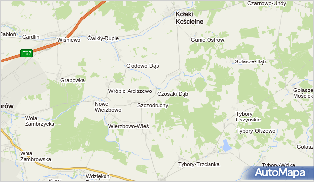 mapa Czosaki-Dąb, Czosaki-Dąb na mapie Targeo