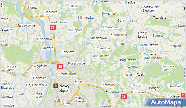 mapa Januszowa, Januszowa na mapie Targeo