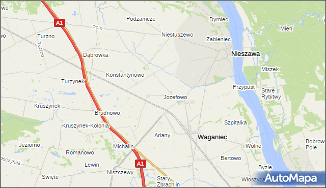 mapa Józefowo gmina Waganiec, Józefowo gmina Waganiec na mapie Targeo