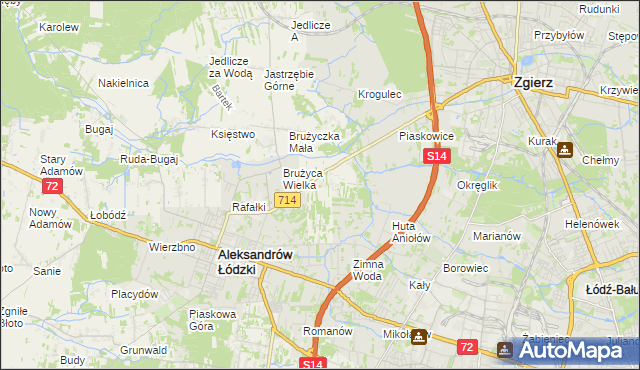 mapa Kolonia Brużyca, Kolonia Brużyca na mapie Targeo