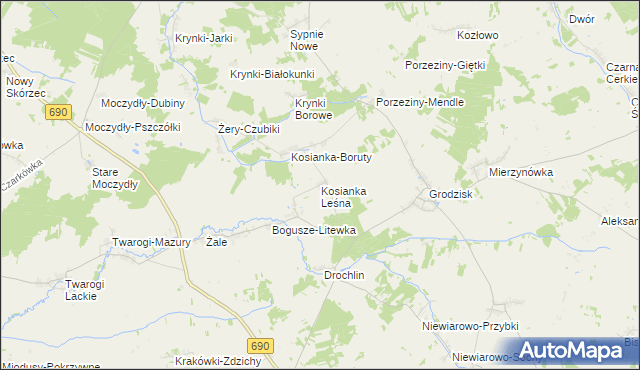mapa Kosianka Leśna, Kosianka Leśna na mapie Targeo