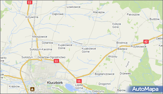 mapa Kujakowice Górne, Kujakowice Górne na mapie Targeo