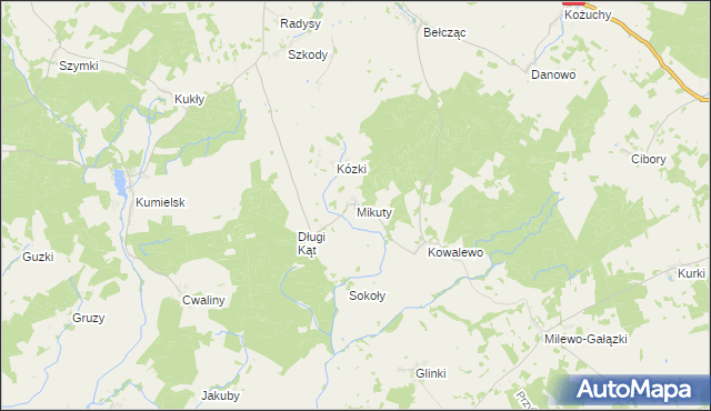 mapa Mikuty gmina Biała Piska, Mikuty gmina Biała Piska na mapie Targeo