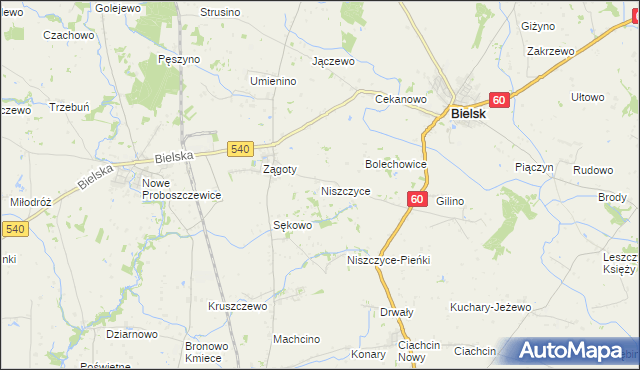 mapa Niszczyce, Niszczyce na mapie Targeo