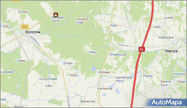 mapa Okrąglik gmina Woźniki, Okrąglik gmina Woźniki na mapie Targeo