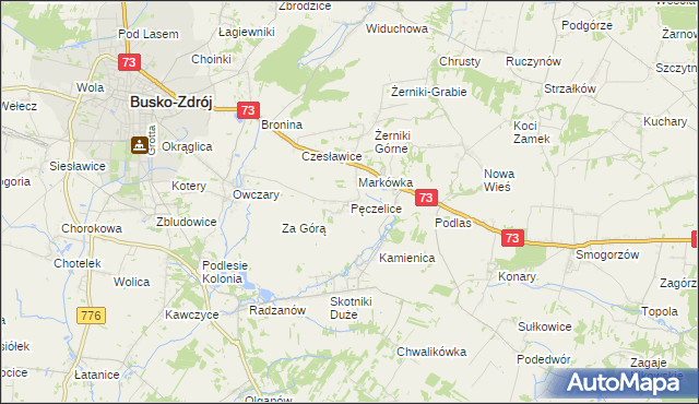 mapa Pęczelice, Pęczelice na mapie Targeo