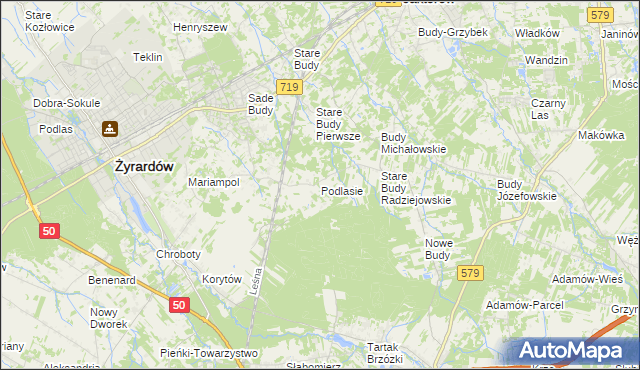 mapa Podlasie gmina Radziejowice, Podlasie gmina Radziejowice na mapie Targeo