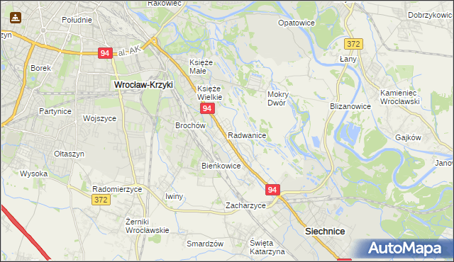 mapa Radwanice gmina Siechnice, Radwanice gmina Siechnice na mapie Targeo