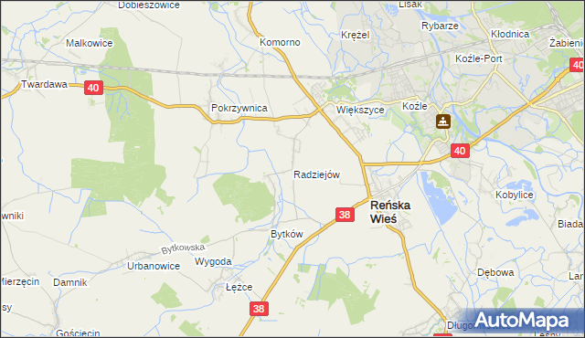 mapa Radziejów gmina Reńska Wieś, Radziejów gmina Reńska Wieś na mapie Targeo