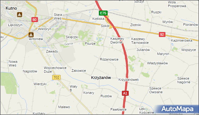 mapa Różanowice, Różanowice na mapie Targeo