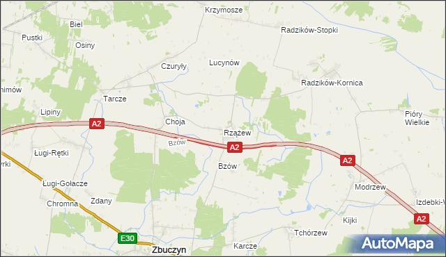 mapa Rzążew, Rzążew na mapie Targeo