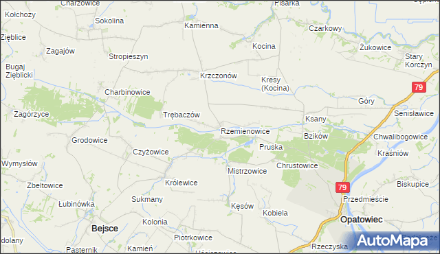 mapa Rzemienowice, Rzemienowice na mapie Targeo