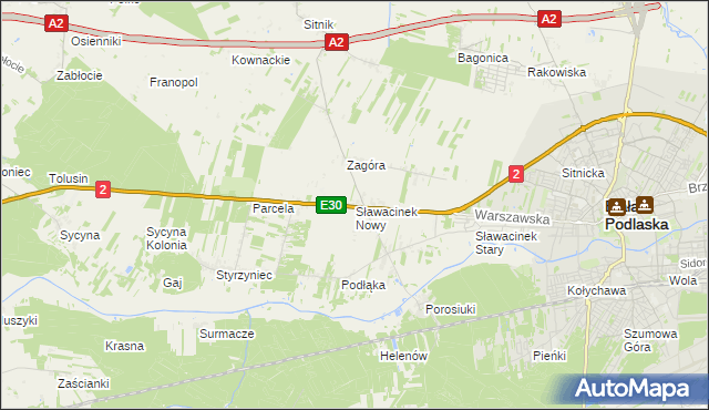 mapa Sławacinek Nowy, Sławacinek Nowy na mapie Targeo