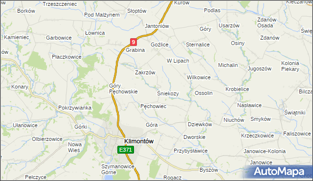 mapa Śniekozy, Śniekozy na mapie Targeo