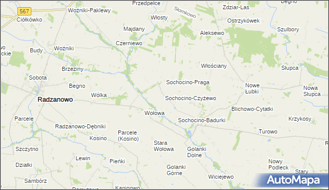 mapa Sochocino-Czyżewo, Sochocino-Czyżewo na mapie Targeo