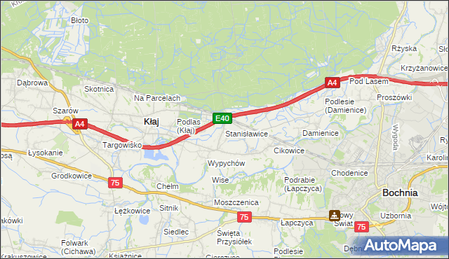 mapa Stanisławice gmina Bochnia, Stanisławice gmina Bochnia na mapie Targeo