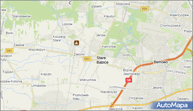 mapa Stare Babice, Stare Babice na mapie Targeo