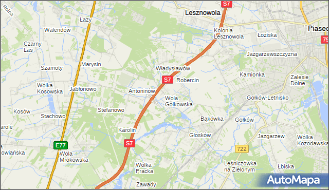 mapa Wola Gołkowska, Wola Gołkowska na mapie Targeo